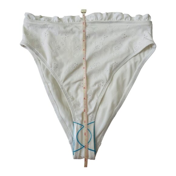 ASOS High Waist White Ruffle Embroideries Bikini Bottom Size UK 10 EU 38 US 6 - Picture 3 of 9